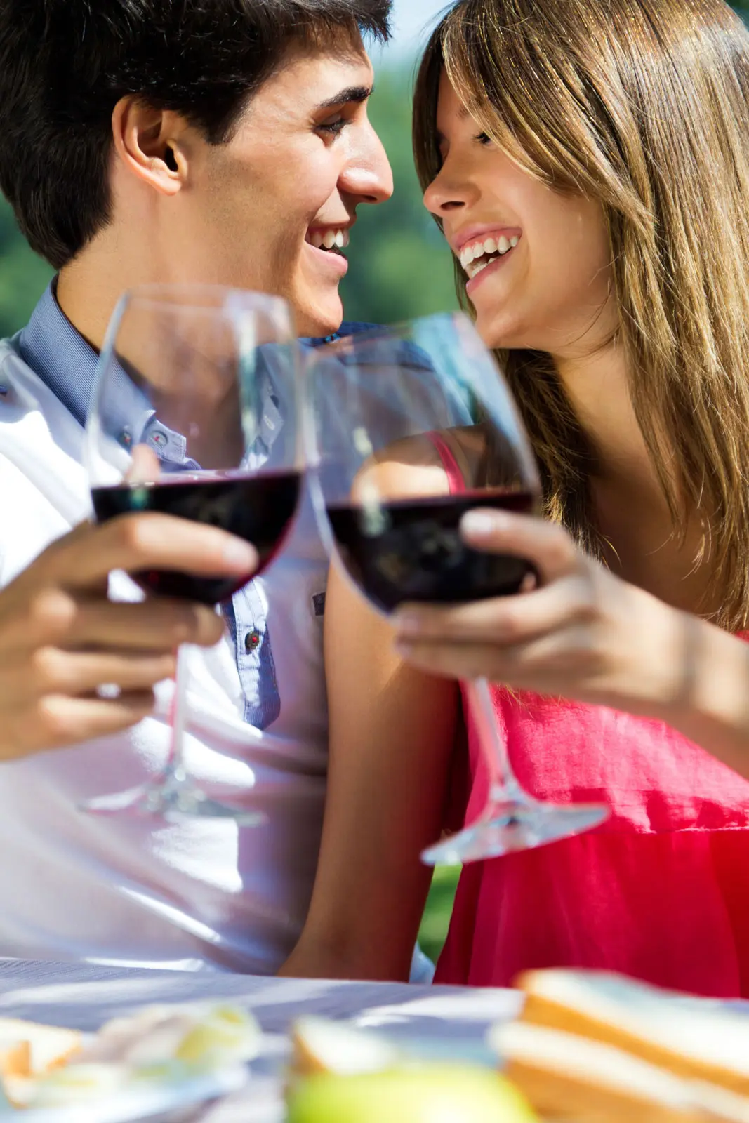 Pareja Brindis Vino Contacto